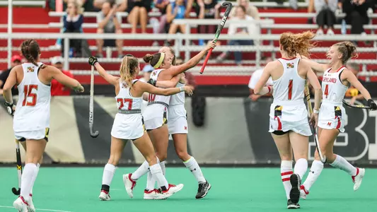 Midfielder Belle Bressler (10)Maryland Terrapins vs. UNH at Field Hockey Complex in College Park on Sunday, Sep. 11, 2022. Mackenzie Miles/Maryland Terrapins