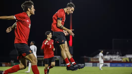 Stefan Copetti celebrates a goal vs. Villanova