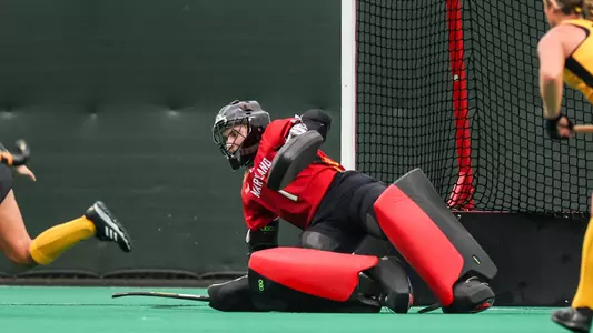Alyssa Klebasko in goal vs. No. 5 Iowa