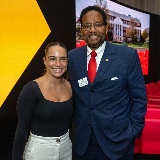 Emma Silberman with University President Dr. Darryll J. Pines