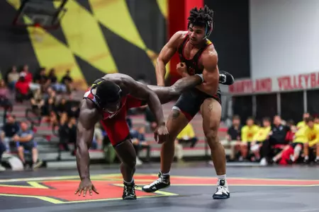Larry Vola, Anthony Bradley
Maryland Wrestling Red vs. Black at Xfinity Center Pavillion in College Park, MD on Thursday, Oct. 26, 2023. Samantha Osborne/ Maryland Terrapins.