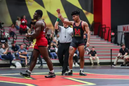 Larry Vola, Anthony Bradley
Maryland Wrestling Red vs. Black at Xfinity Center Pavillion in College Park, MD on Thursday, Oct. 26, 2023. Samantha Osborne/ Maryland Terrapins.