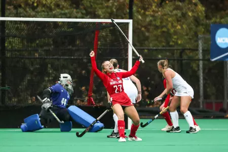 Margot Lawn celebrating after goal against Old Dominion