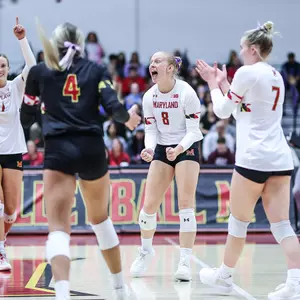 Sydney Dowler celebrates a point against Ohio State
