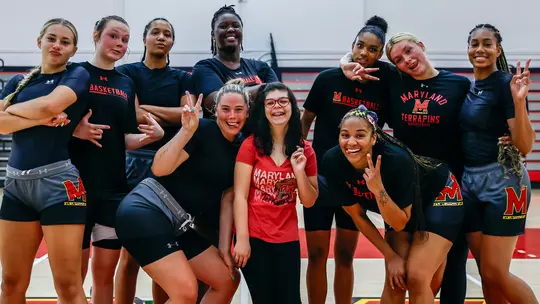 Sophie with Maryland women's basketball