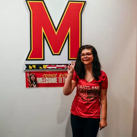 Sophie with Maryland women's basketball