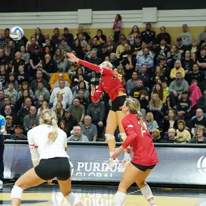 Samantha Schnitta attacks against Purdue.