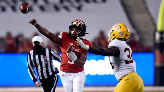 Taulia Tagovailoa's first career 300-yard passing game came in just his second game as a Terp in 2020 vs. Minnesota.