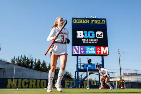 Midfielder Carly Hynd (3)
Maryland Field Hockey B1G Tournament Championship at Ocker Field in Ann Arbor, MI on Sunday, Nov. 5, 2023.
Chris Lyons/ Maryland Athletics