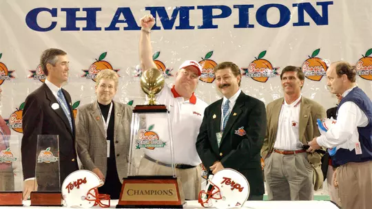 Ralph Friedgen following the 2002 Peach Bowl win over Tennessee