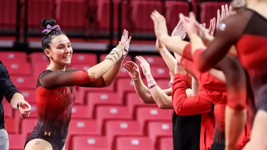 Reese McClure
Gymnastics 2023, Minnesota, Cystic Fibrosis Dedication Game, MSU Dedication Game, red leos
at Xfinity Center in College Park, MD on Sunday, Feb. 19, 2023.
Erin Tudryn/Maryland Terrapins
