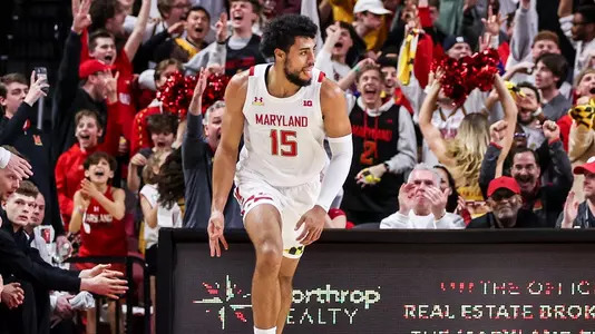 Forward Patrick Emilien (15)
Maryland Basketball vs. No. 3 Purdue at Xfinity Center in College Park, MD on Thursday, Feb. 16, 2023.
Chris Lyons/Maryland Terrapins