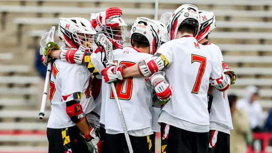 Maryland Men's Lacrosse team huddle vs. Penn State in 2023