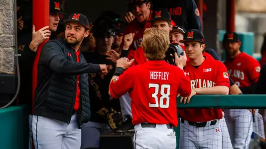Catcher James Heffley (38)
Maryland Baseball vs. Georgetown at Bob "Turtle" Smith Stadium in College Park, MD on Tuesday, Mar. 28, 2023.
Maryland Terrapins
