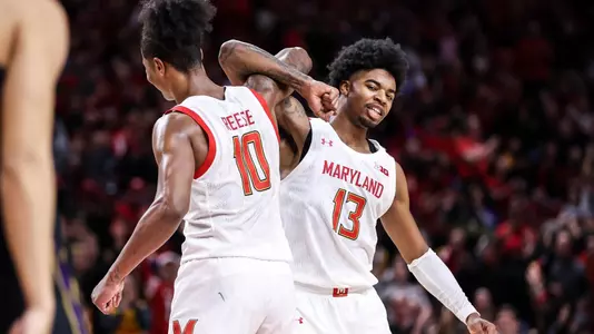 Forward Julian Reese (10) Guard Hakim Hart (13)
Men's Basketball vs. Northwestern at Xfinity Center in College Park, MD on Sunday, Feb. 26, 2023.
Erin Tudryn/Maryland Terrapins