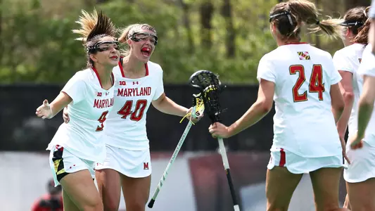 Terps celebrate a goal at Northwestern