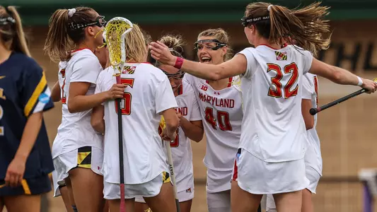 Terps celebrate goal vs. Drexel