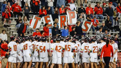 Maryland men's lacrosse team huddle
