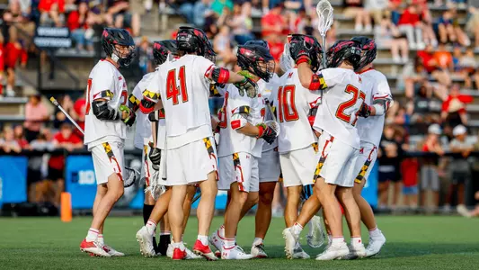 Maryland men's lacrosse team huddle