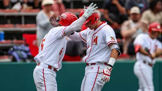 Infielder Matt Shaw (6) and Infielder Nick Lorusso (34)
Maryland Baseball vs. Nebraska at Bob "Turtle" Smith Stadium in College Park, MD on Sunday, May 7th, 2023.
Audrey Keefe/Maryland Terrapins