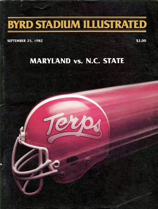 First game day program cover featuring the Script Terps helmet from 1982.