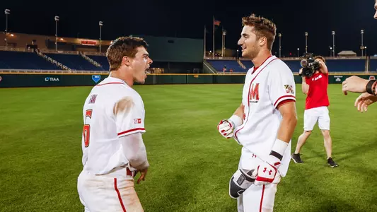 Infielder/Pitcher Nick Lorusso (34) Infielder Matt Shaw (6)
B1G Tournament Game 2 vs. Nebraska Lorusso Walkoff at Charles Schwab Field in Omaha, NE on Friday, May. 26, 2023.
Chris Lyons/Maryland Terrapins