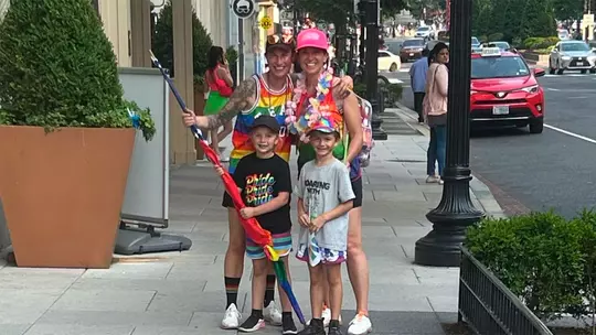 Danielle Malagari Belle with her family at the Washington DC Pride Parade
