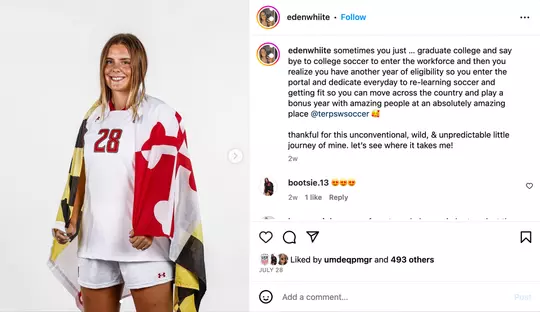 Eden White announces her transfer on Instagram