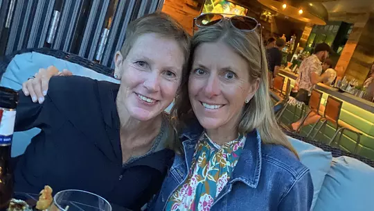 Peggy Engleka with Terp alum Katie Kauffman Beach