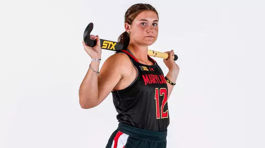 Josie Hollamon posed with field hockey stick