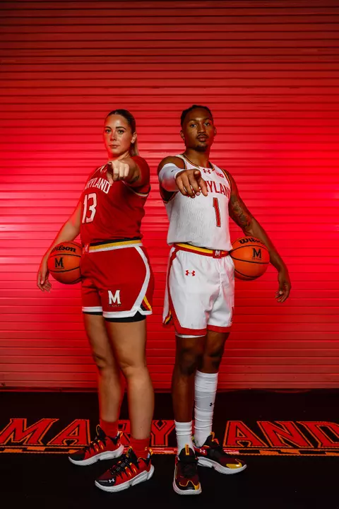 2023-24 basketball uniform unveil - Jahmir Young and Faith Masonius