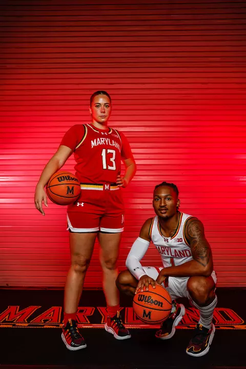 2023-24 basketball uniform unveil - Jahmir Young and Faith Masonius