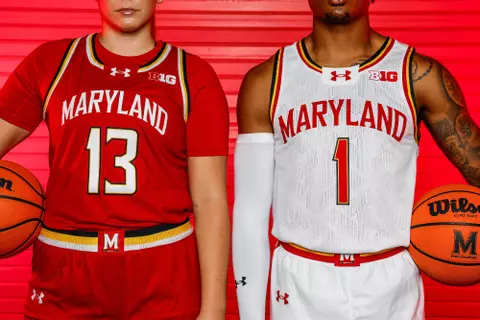 2023-24 basketball uniform unveil - Jahmir Young and Faith Masonius