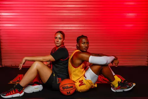2023-24 basketball uniform unveil - Jahmir Young and Faith Masonius