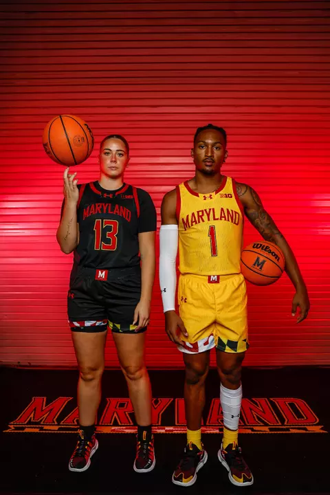 2023-24 basketball uniform unveil - Jahmir Young and Faith Masonius