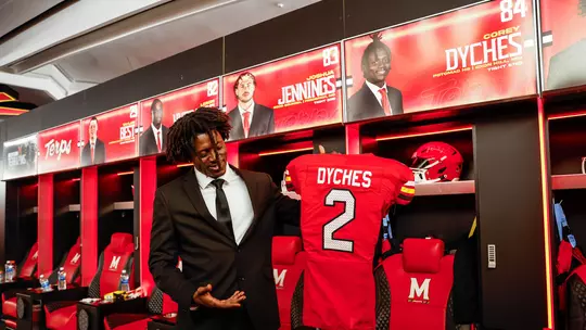 Corey Dyches learns his request to change numbers was approved by Coach Locksley before the Towson game.