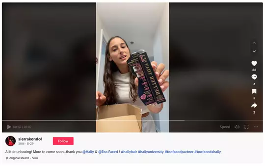 Sierra Kondo Hally Hair TikTok post