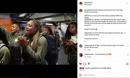 Yewande Balogun Instagram post