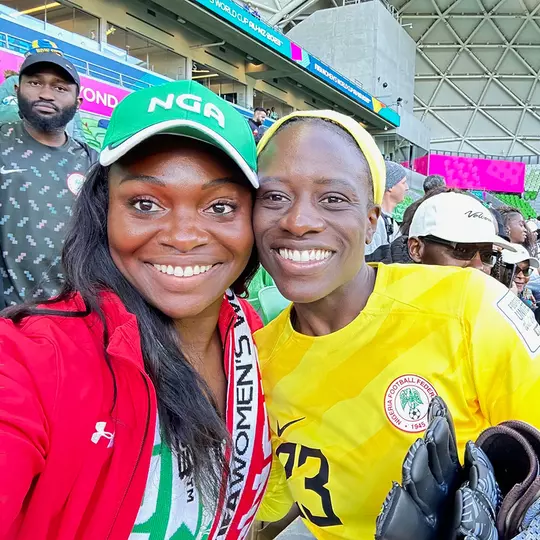 Terp alums Olivia Onyeador and Yewande Balogun at the 2023 Women's World Cup