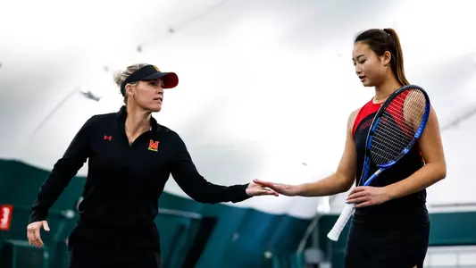 Head Coach Katie Dougherty and Kallista Liu vs. George Washington