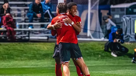 Colin Griffith and Max Rogers Embrace After Go-Ahead Goal Against Washington