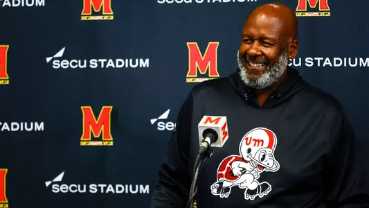 Michael Locksley in Terrapin Throwback hoodie