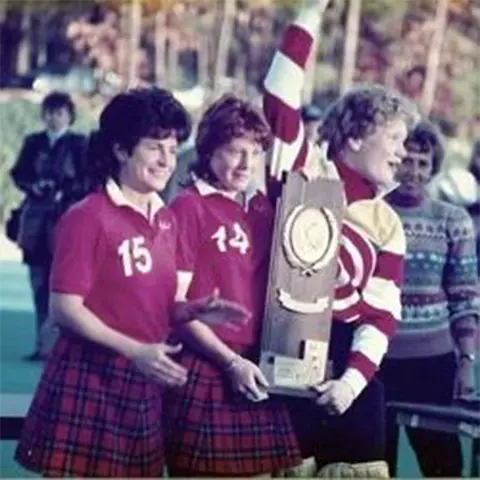 Kim Chorosiewski with the 1987 Field Hockey NCAA Championship
