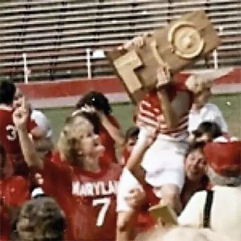 Kim Chorosiewski with the 1986 Women's Lacrosse NCAA Championship