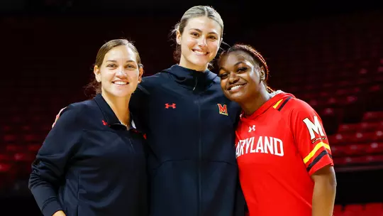 Assistant Coach Noelle Cobb, Saylor Poffenbarger, and Bri McDaniel