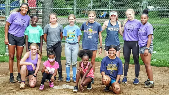 Courtney Wyche with Spins, Speed, & Snap Pitching campers