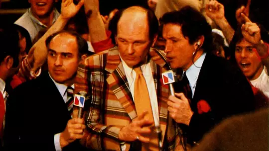 Lefty Driesell in post-game interview with Billy Packer and Al McGuire