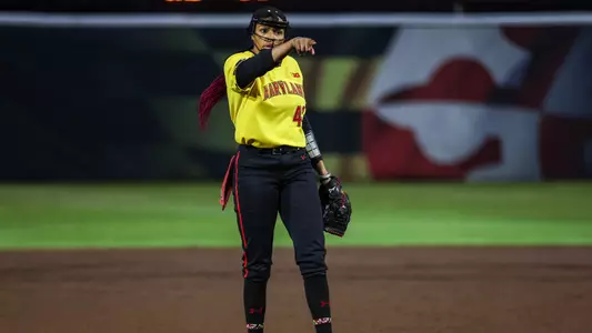 Courtney Wyche celebrates striking out a batter vs Boston College on Friday.