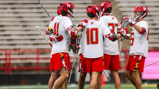 Men's Lacrosse Team Huddle Vs. Brown