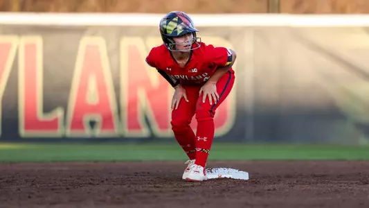 Megan Mikami stands on second base after just breaking the all-time school record.